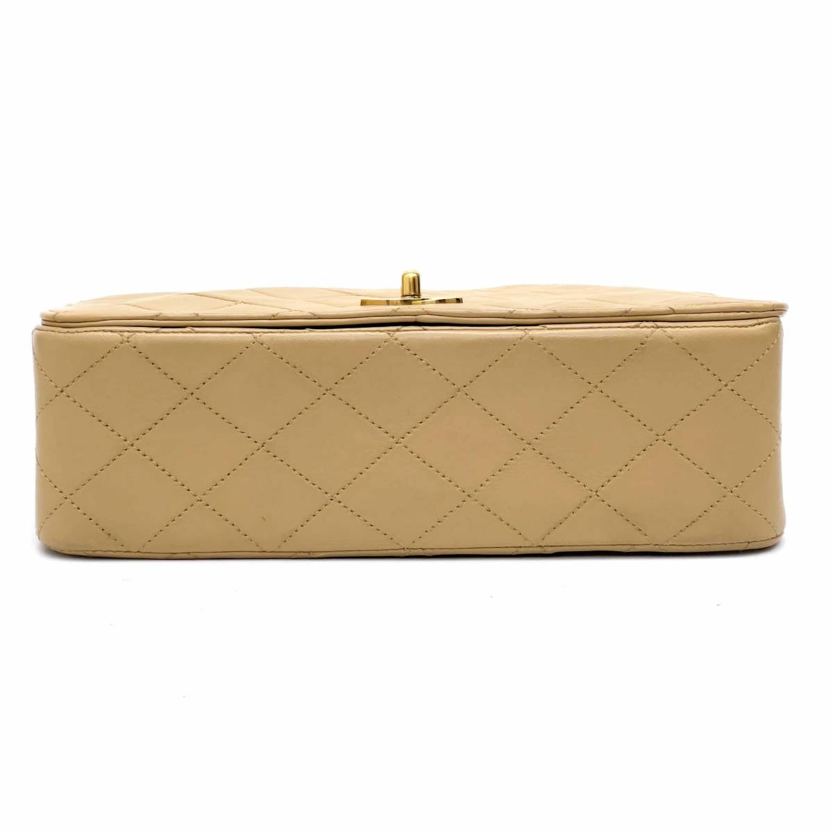 Vintage Chanel Shoulder Bag Lambskin Beige