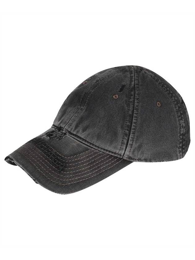 Luxury Balenciaga  Embroidered Logo Denim Ball Cap Dark Grey