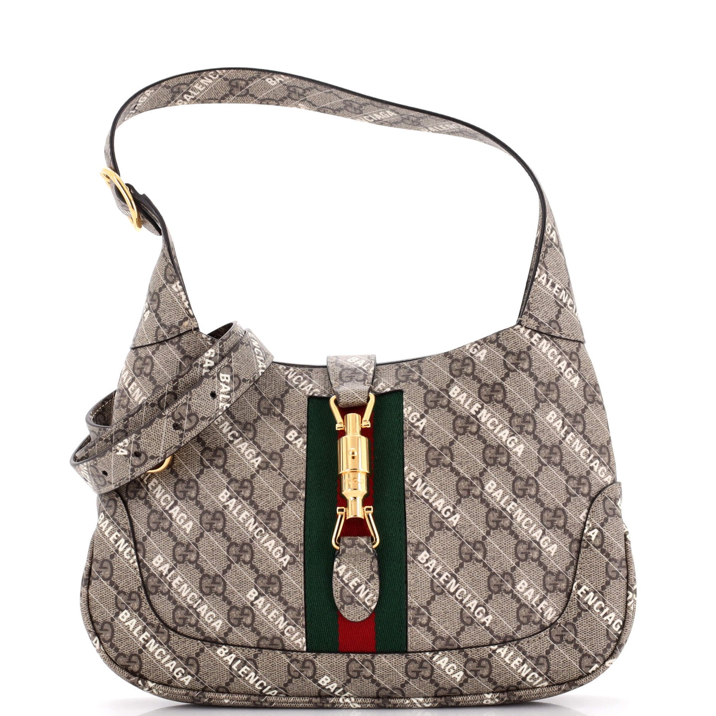 Gucci x Luxury Balenciaga  The Hacker Project Jackie 1961 Hobo GG Coated Canvas Small