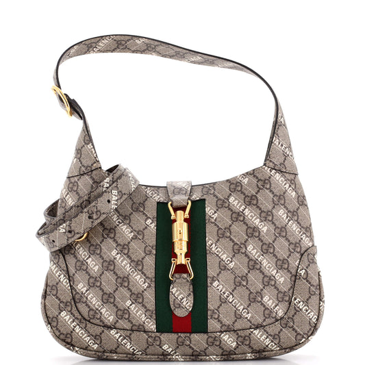 Gucci x Luxury Balenciaga  The Hacker Project Jackie 1961 Hobo GG Coated Canvas Small