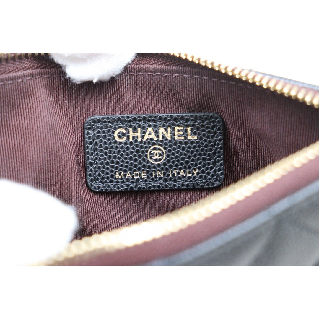 Very Good ( Rank A) ｜CHANEL Caviar Skin  Leather Calf Leather Card Holder Black Made In 2021 - 2022 Year｜V25030618