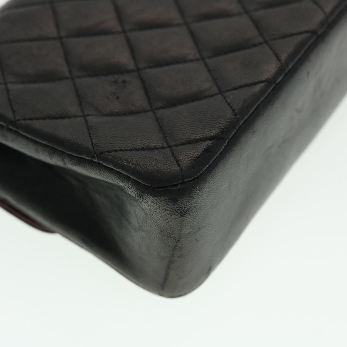 Top Quality Chanel Mini Matelasse Chain Shoulder Bag Lamb Skin Black CC Auth 42862A