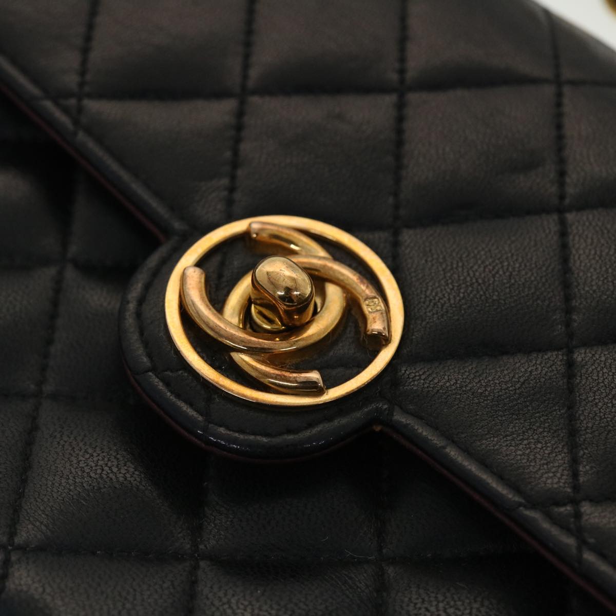 Top Quality Chanel Mini Matelasse Chain Shoulder Bag Lamb Skin Black CC Auth 42862A
