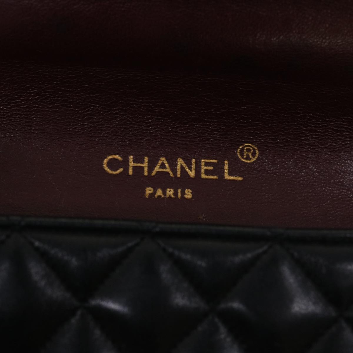 Top Quality Chanel Mini Matelasse Chain Shoulder Bag Lamb Skin Black CC Auth 42862A
