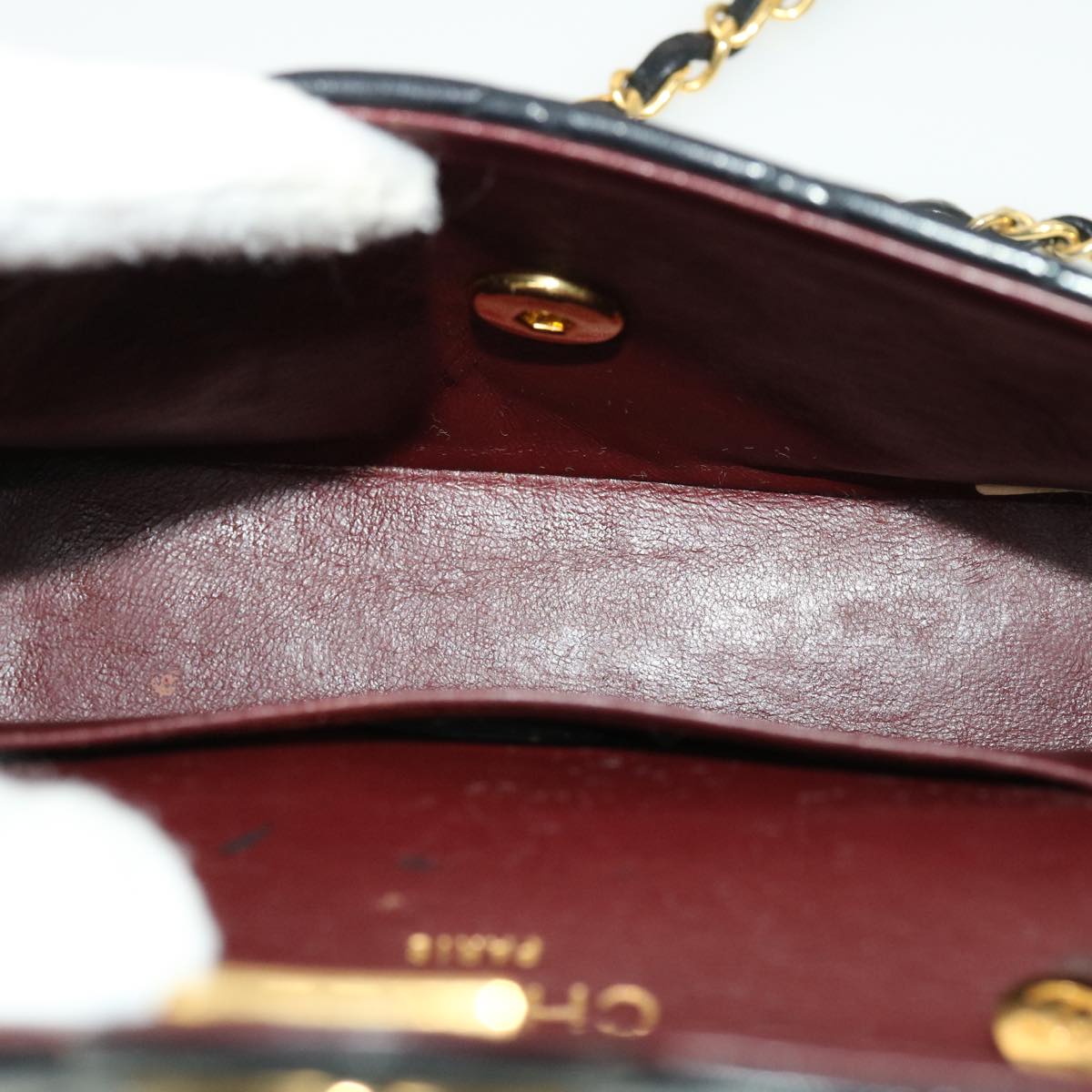 Top Quality Chanel Mini Matelasse Chain Shoulder Bag Lamb Skin Black CC Auth 42862A