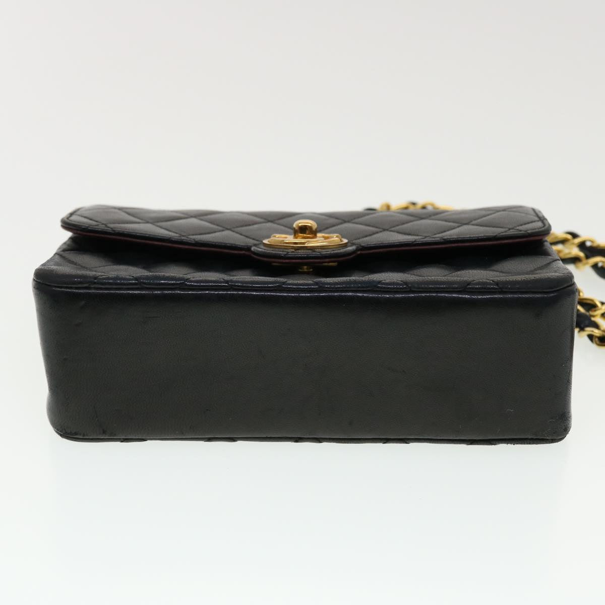 Top Quality Chanel Mini Matelasse Chain Shoulder Bag Lamb Skin Black CC Auth 42862A