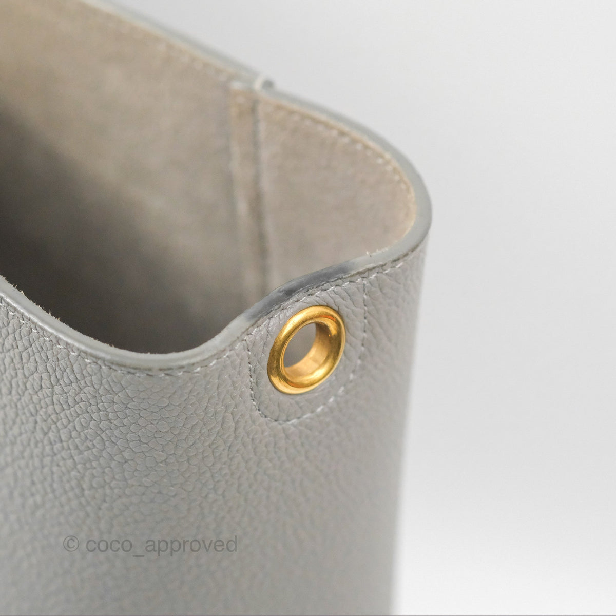 Celine Sangle Bucket Bag Grained Calfskin Grey