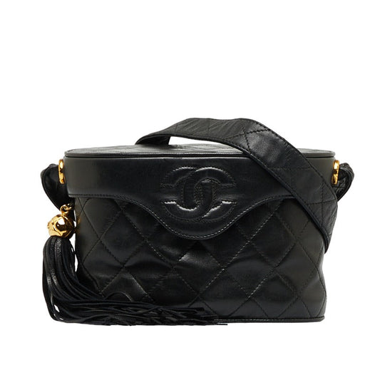 Chanel Cocomark Tassel winged Shoulder Bag Black Leather  Chanel