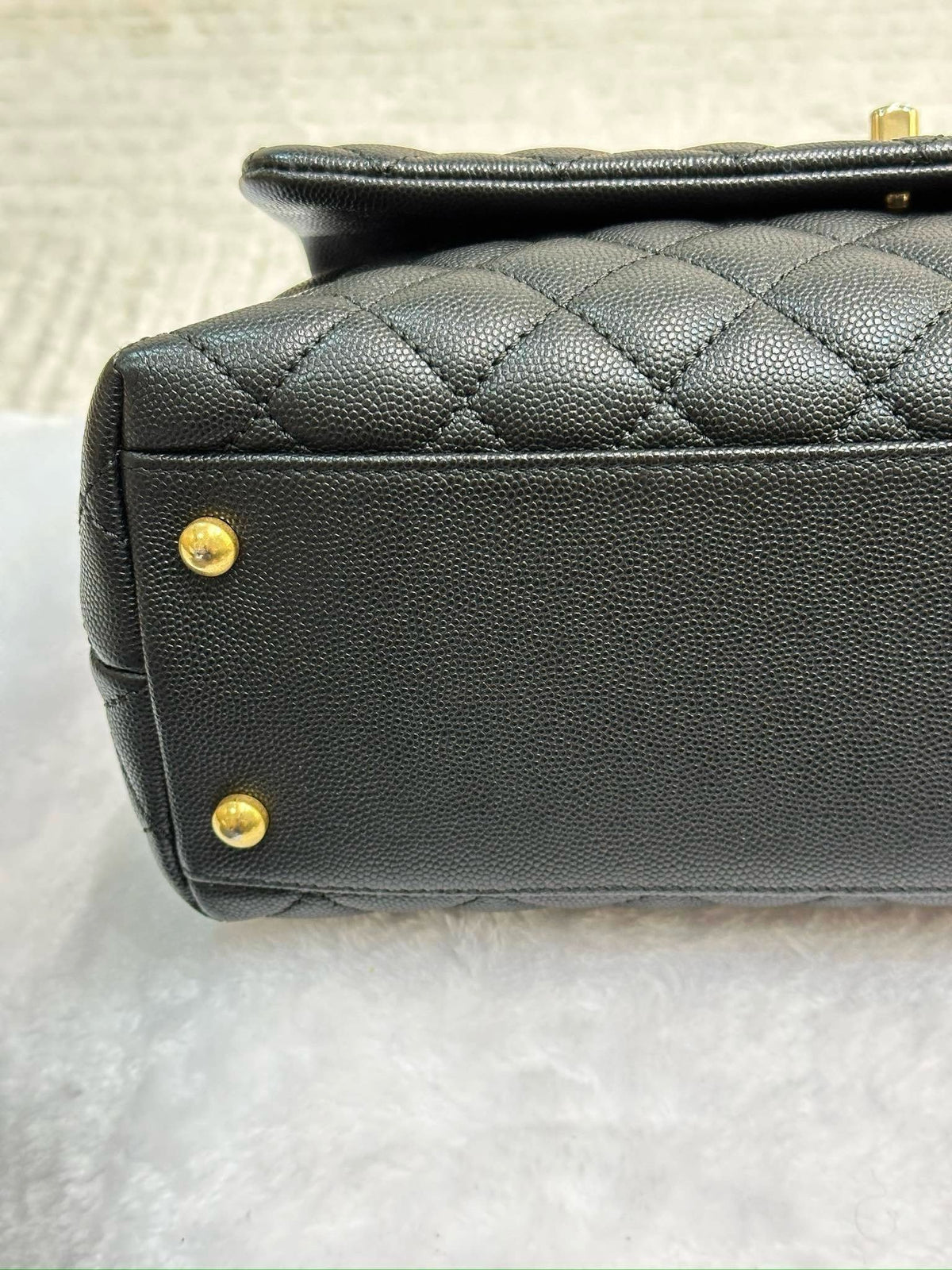 Chanel Medium Caviar Quilted Coco Handle Flap Black GHW