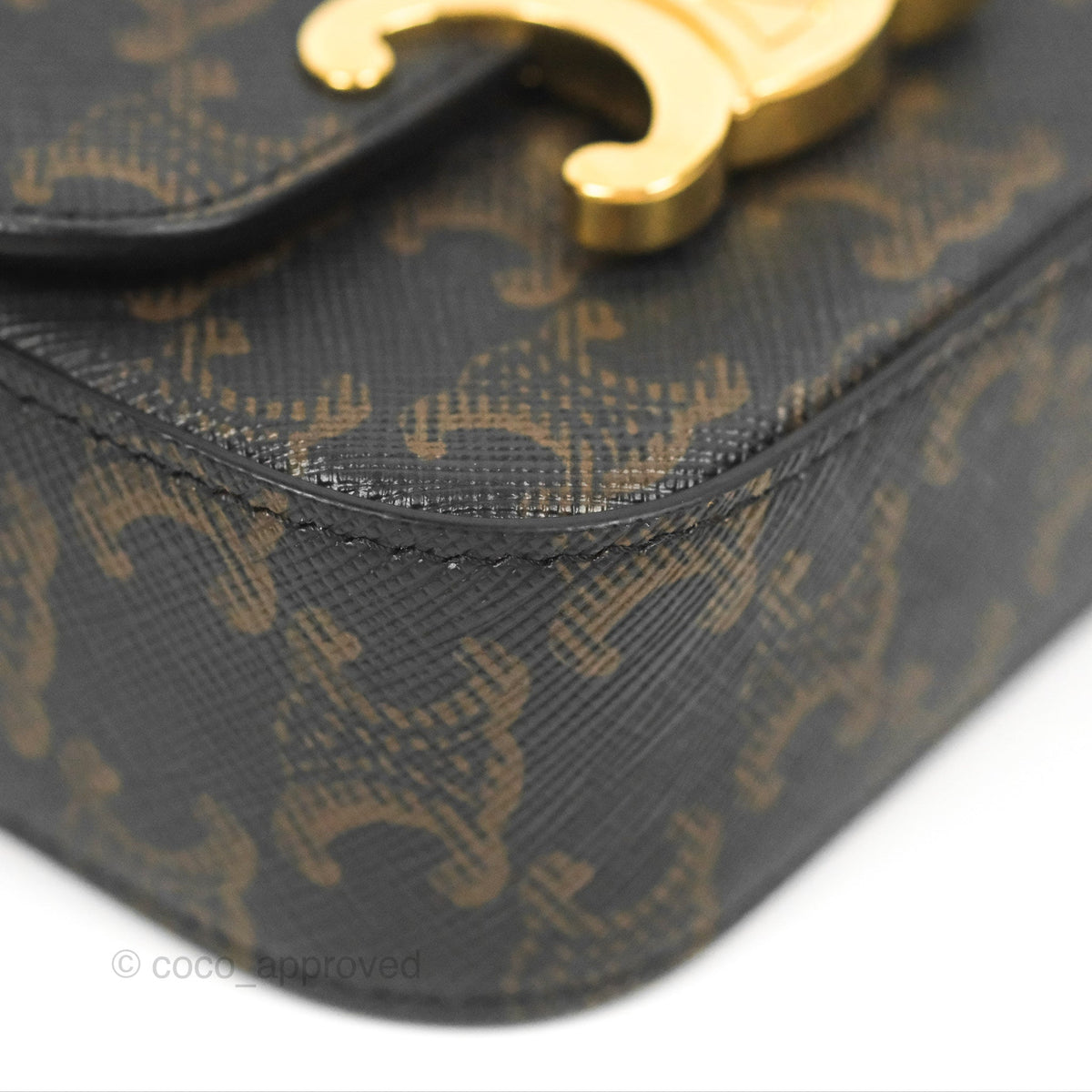 Celine Tan Canvas Calfskin Mini Triomphe
