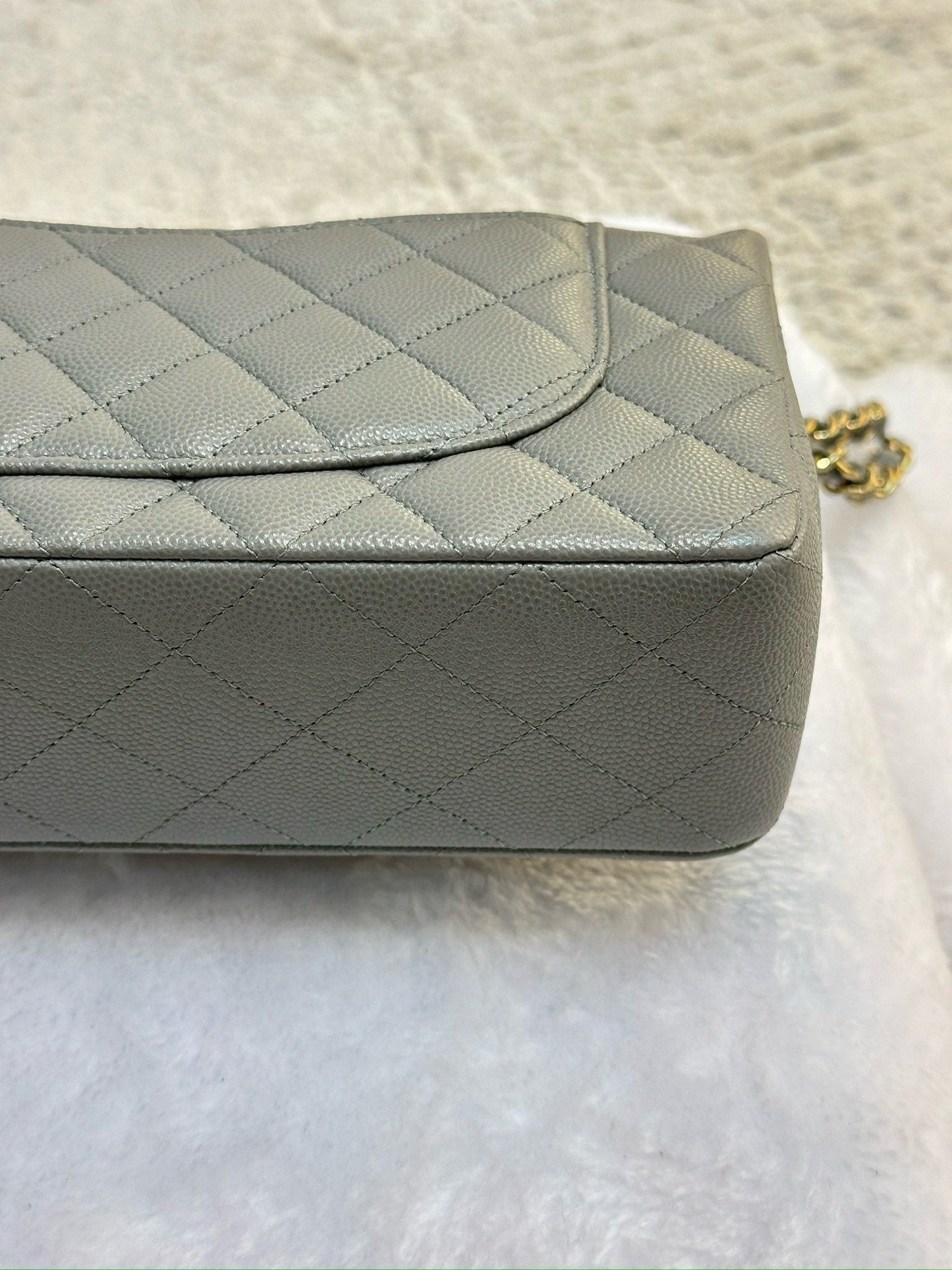 Chanel Small Caviar Quilted Double Flap Grey LGHW