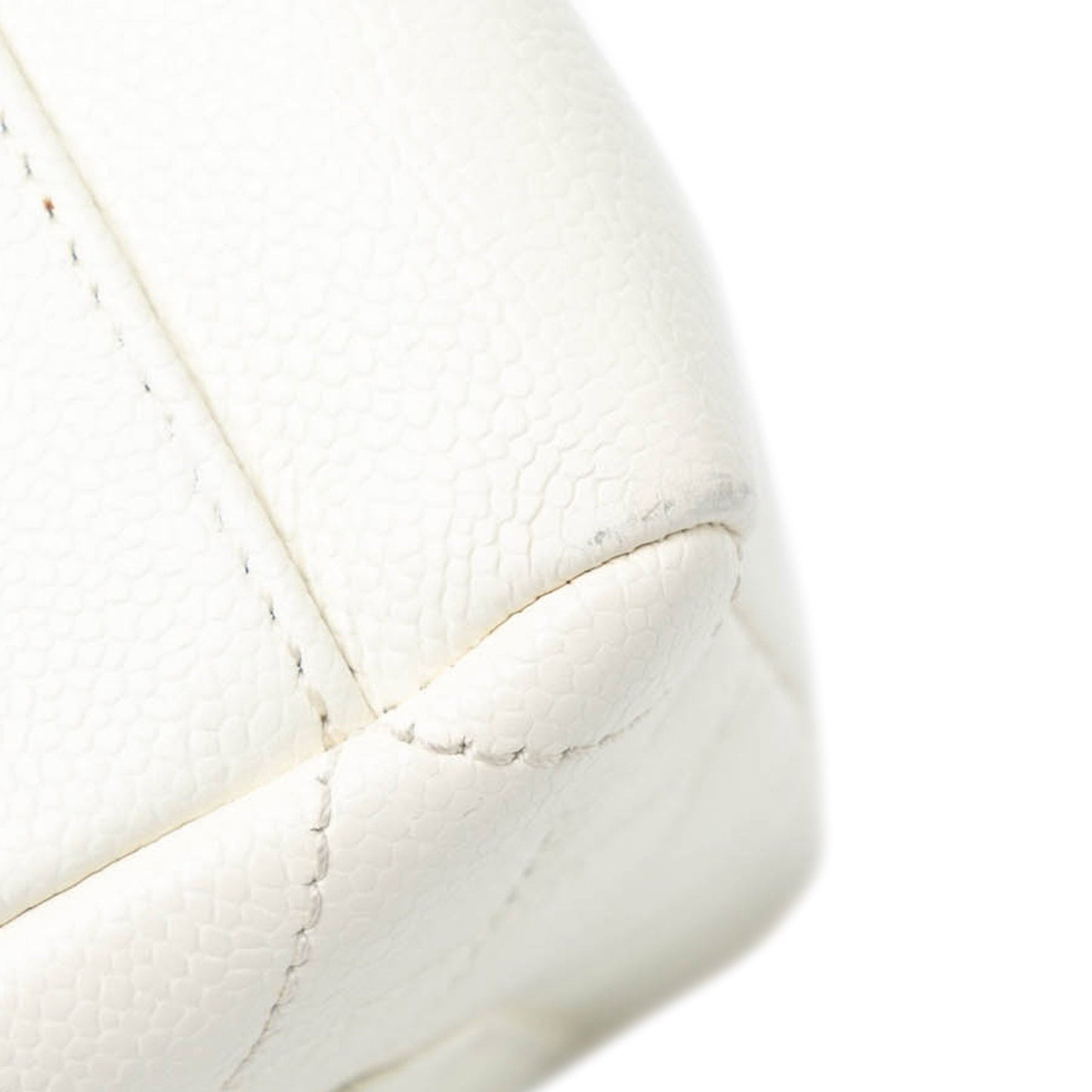 White Chanel Caviar Grand Shopping Tote
