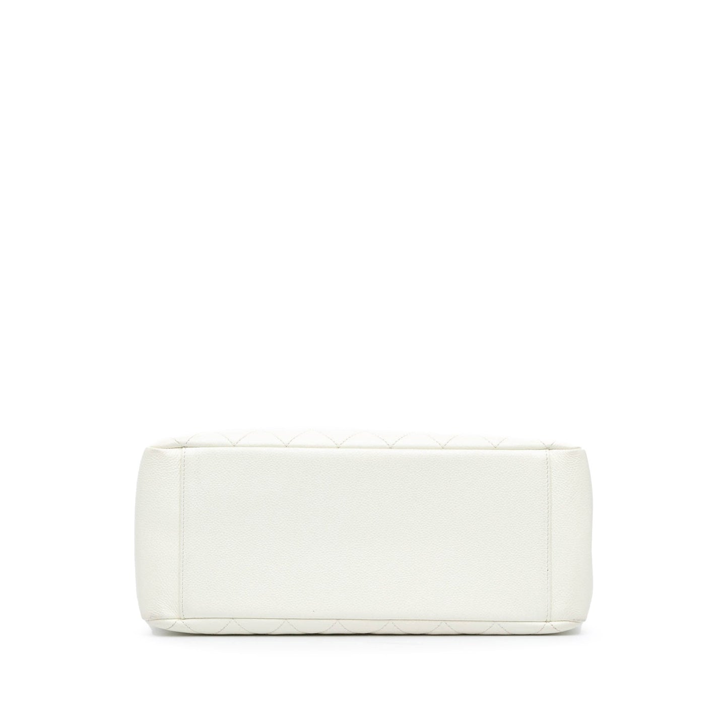 White Chanel Caviar Grand Shopping Tote