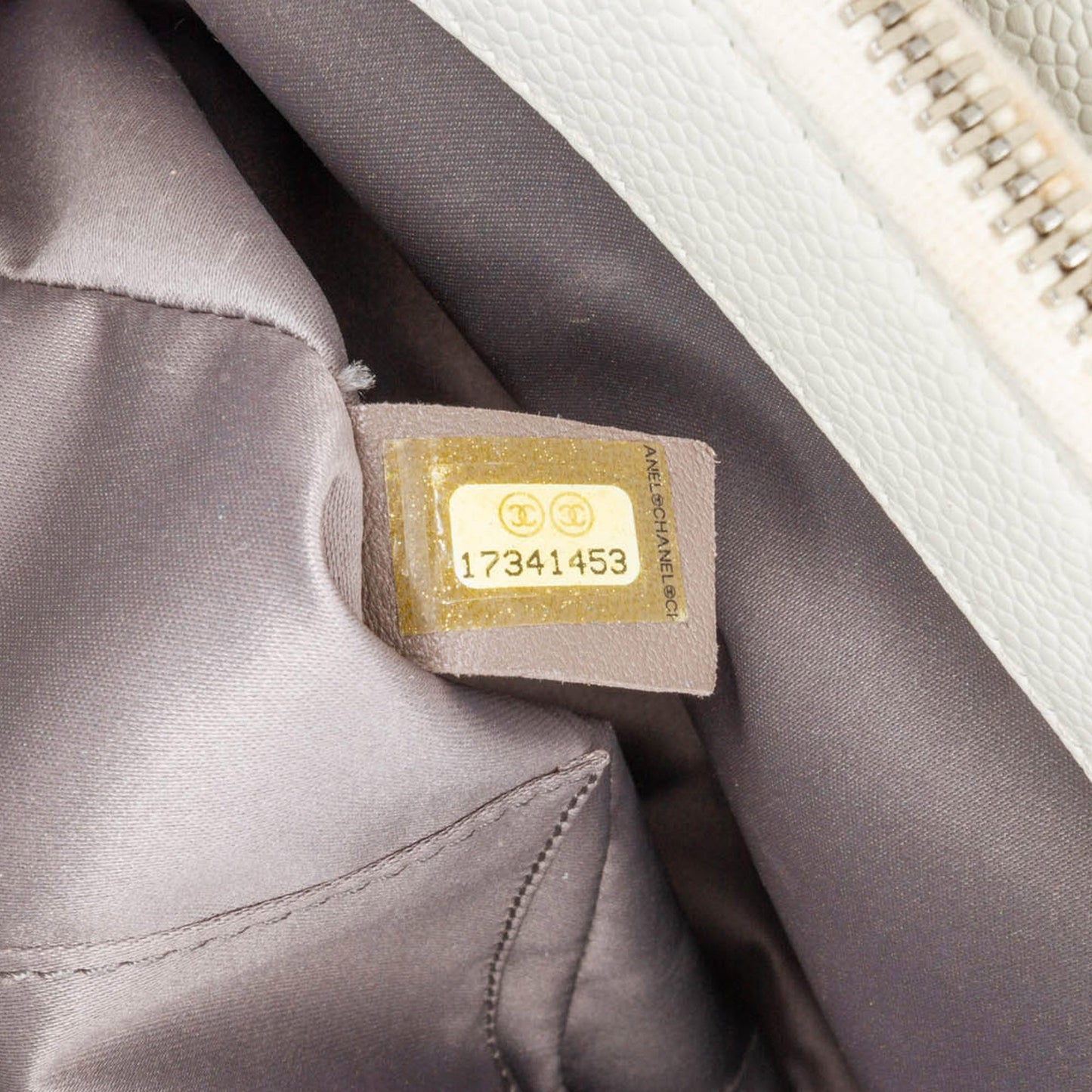 White Chanel Caviar Grand Shopping Tote