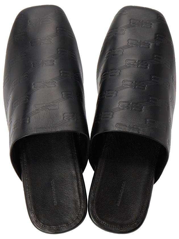 Luxury Balenciaga  Debossed Logo Leather Mule Black