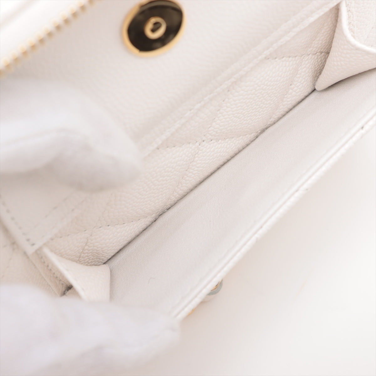 Chanel Matrasse Caviar S Chain Shoulder Bag Vanity White G