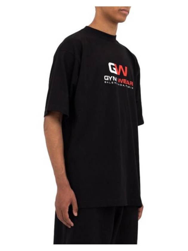 Luxury Balenciaga  Gym Wear Logo Print Short Sleeve T-Shirt Black