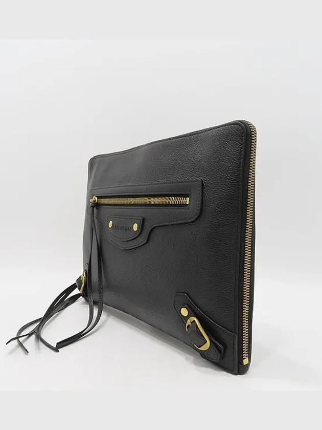 Luxury Balenciaga  652490 Black Grain Calfskin Neo Classic Clutch