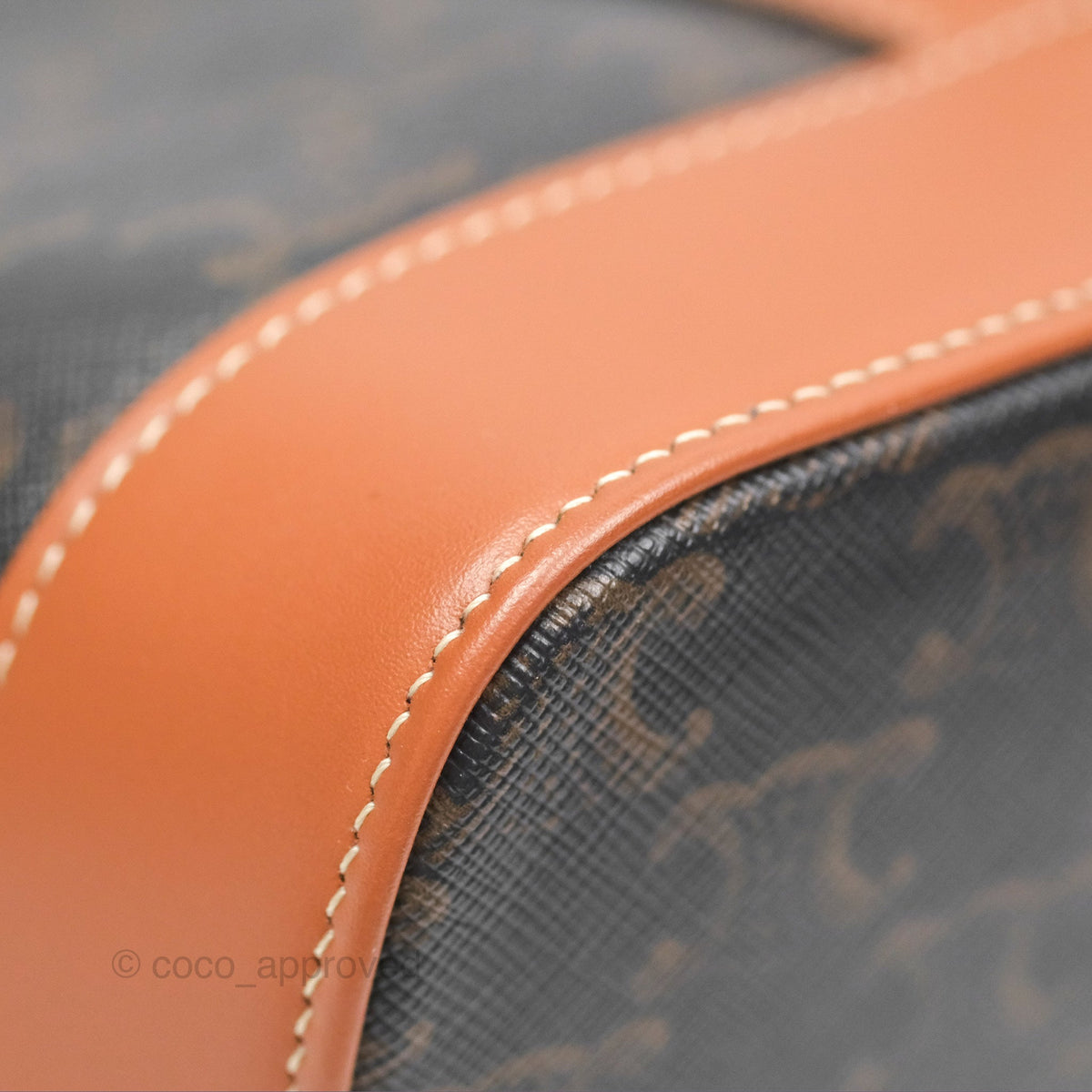 Celine Small Bucket Triomphe Canvas Tan Calfskin