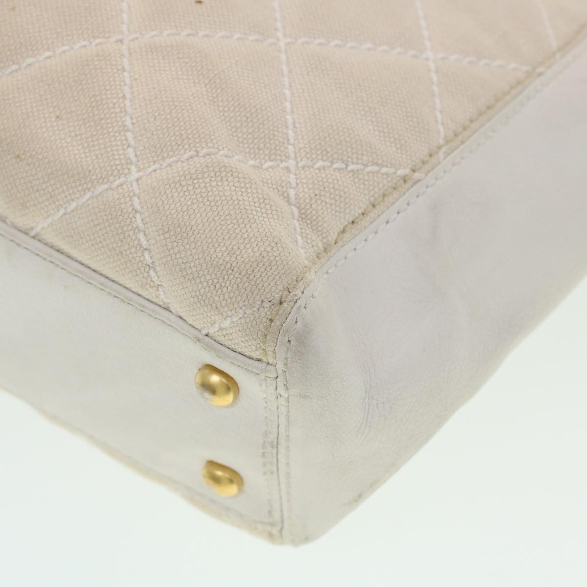 Top Quality Chanel Matelasse Wild Stitch Tote Bag Canvas Beige CC Auth 43309