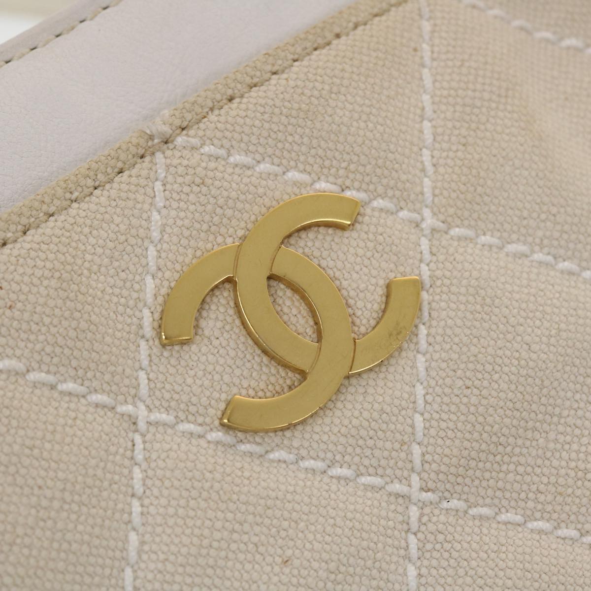 Top Quality Chanel Matelasse Wild Stitch Tote Bag Canvas Beige CC Auth 43309