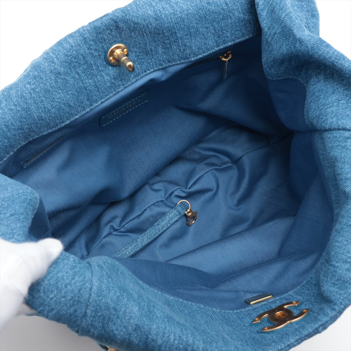 Chanel Matrasse Denim Chain Shoulder Bag Blue G