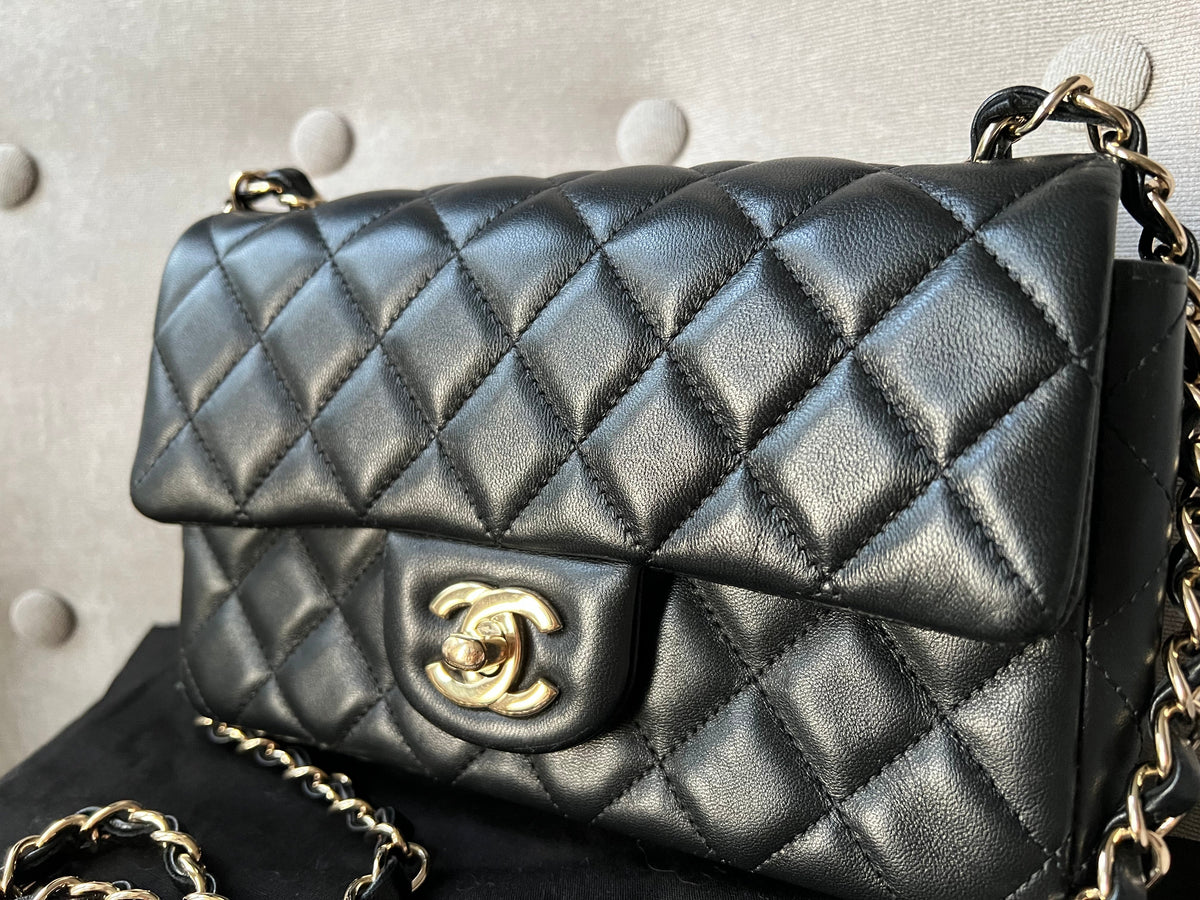 Chanel Mini Rectangular Classic Flap in Black Lambskin