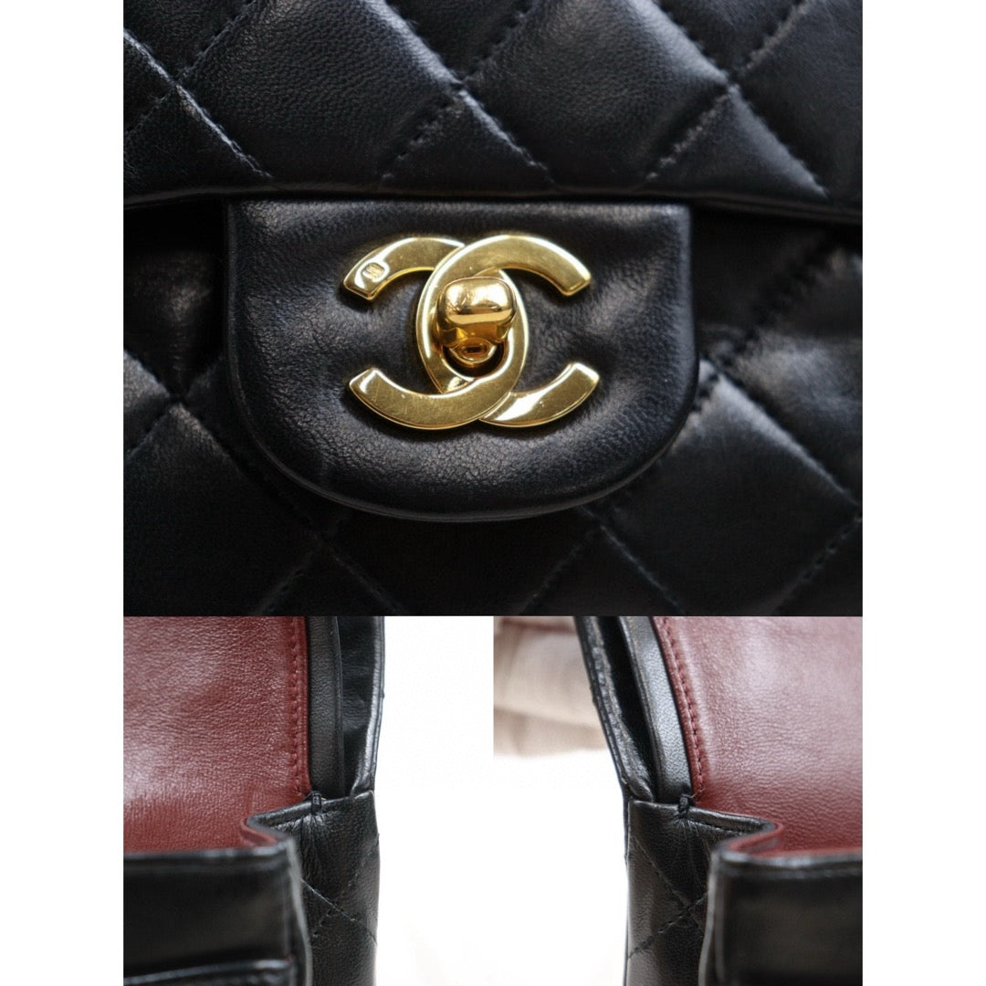Very Good ( Rank A)｜ CHANEL Lamb Skin Matrasse Double Flap 23 Shoulder Bag Black Made In 1989-1991 Year｜25051321
