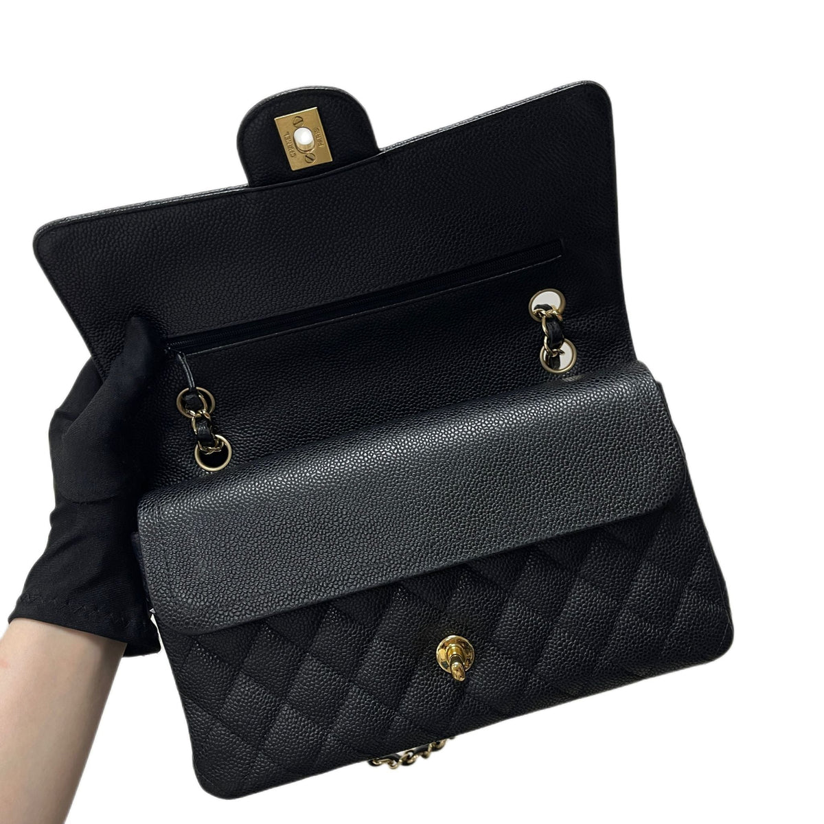 Classic Double Flap Caviar Medium Black GHW