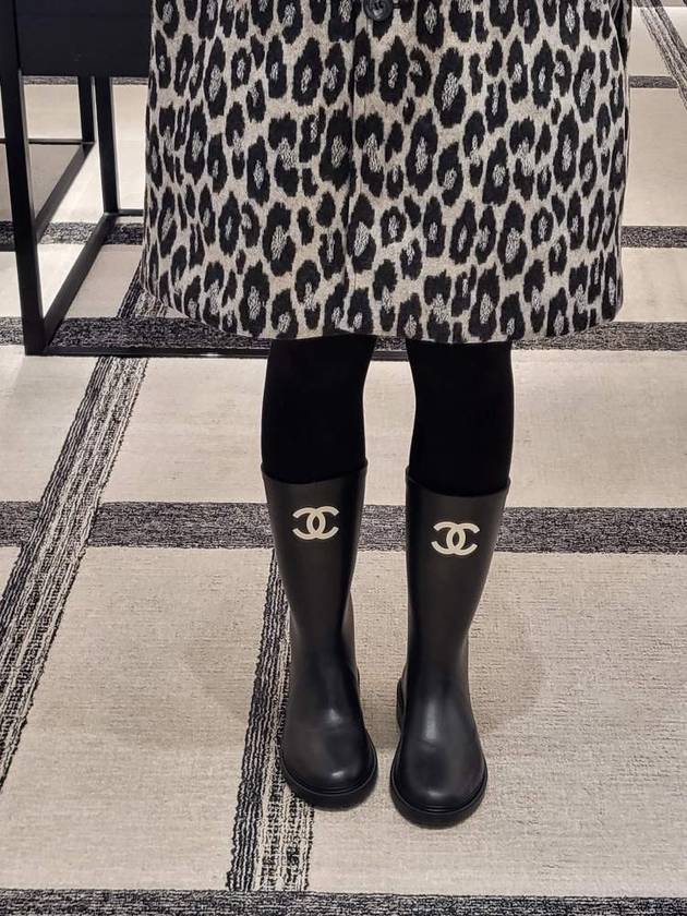 CC Logo Caoutchouc Rain Boots Black Chanel