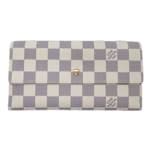Louis Vuitton Portefolio International Three Fold Wallet Wallet PVC Coated Canvas Damier Azur  Ivory N61732