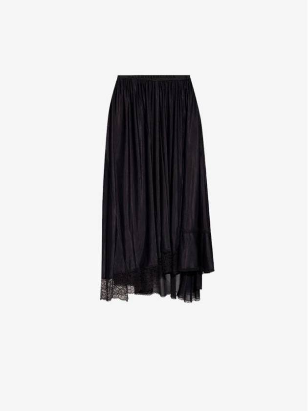 Luxury Balenciaga  Lace Trimmed A-Line Skirt Black
