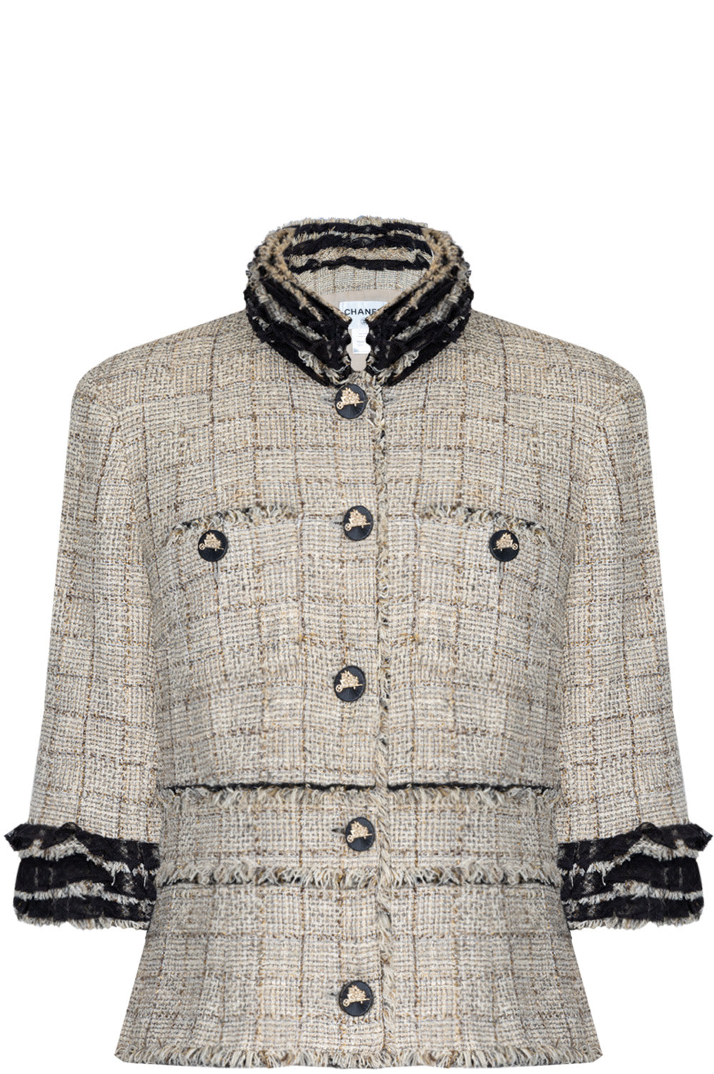 CHANEL 2010 Ruffles Collar Jacket Beige