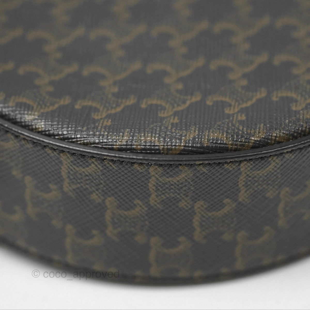 Celine Round Purse on Strap Triomphe Canvas Tan
