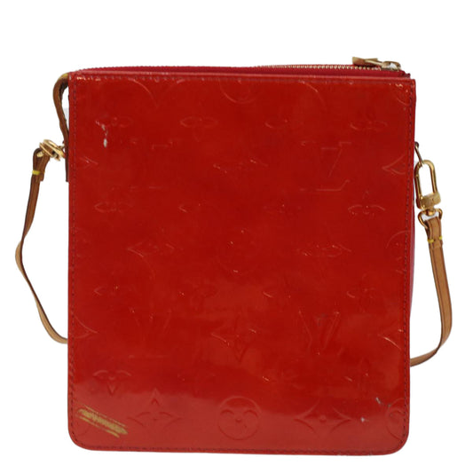 LOUIS VUITTON Monogram Vernis Motto Accessory Pouch Red M91137 LV Auth 44602