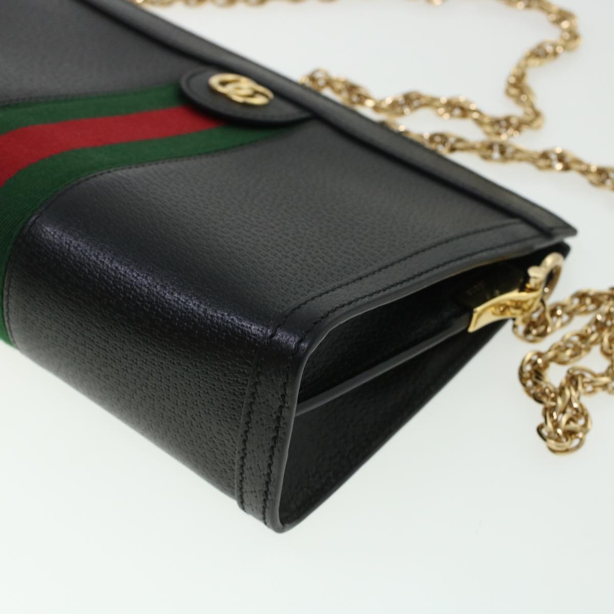 GUCCI Ophdia GG Chain Web Sherry Line Shoulder Bag Black Red 503877  44699A