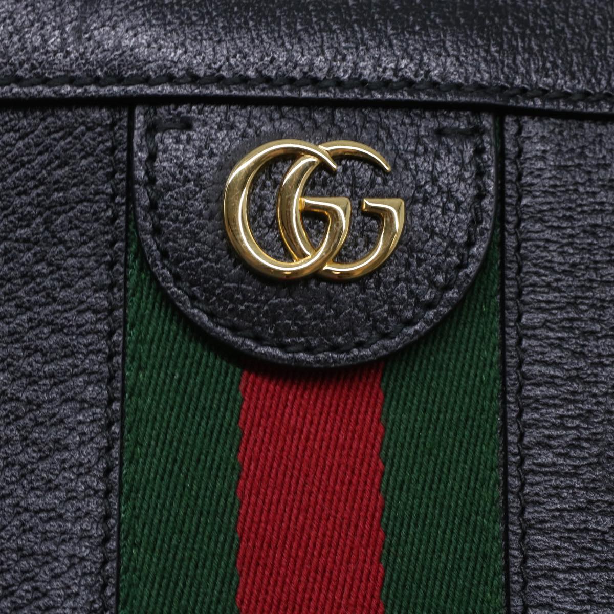 GUCCI Ophdia GG Chain Web Sherry Line Shoulder Bag Black Red 503877  44699A