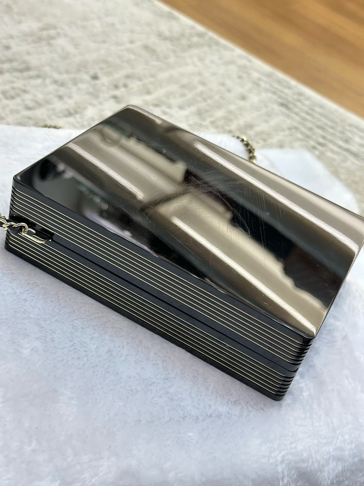 Chanel Plexiglass Pearl Playing Card Casino Minaudiere Clutch Black GHW