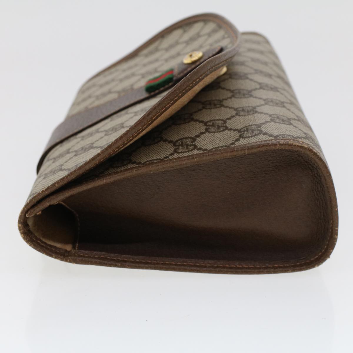 GUCCI GG Canvas Web Sherry Line Clutch Bag Beige Red Green 156.01.030  44751