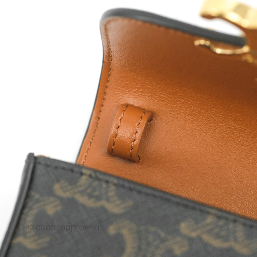 Celine Tan Canvas Calfskin Mini Triomphe