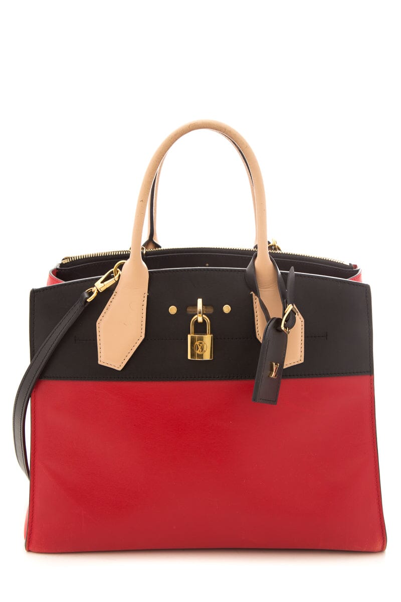 Louis Vuitton Red City Steamer MM Handbag