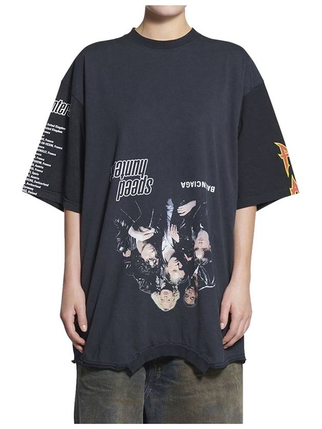 Luxury Balenciaga  Speed Hunter Upside Down Oversized Short Sleeve T-shirt Black