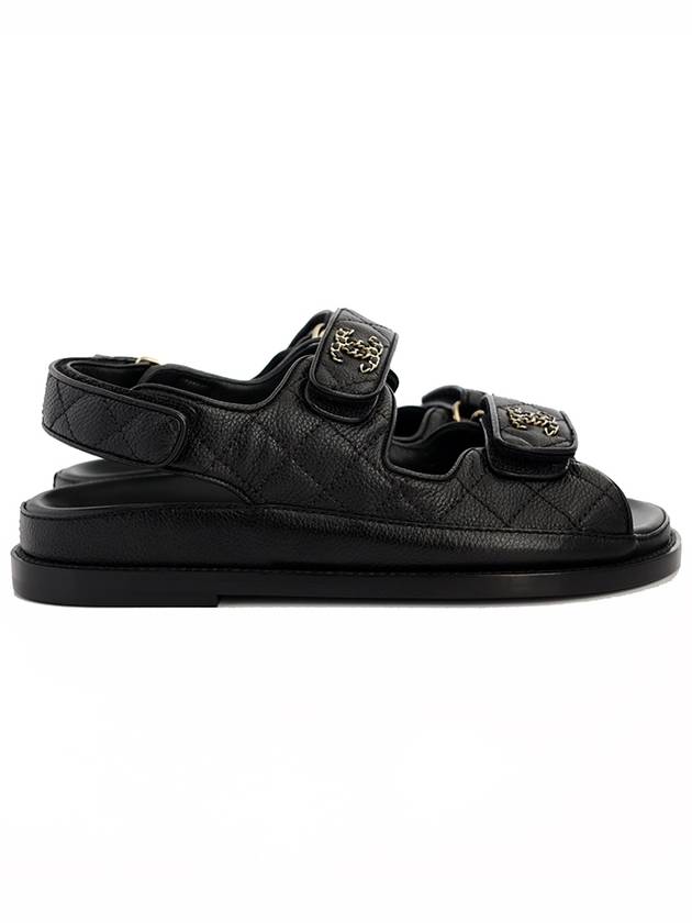 WoMen's CC Logo Velcro Sandals Gold Black Chanel
