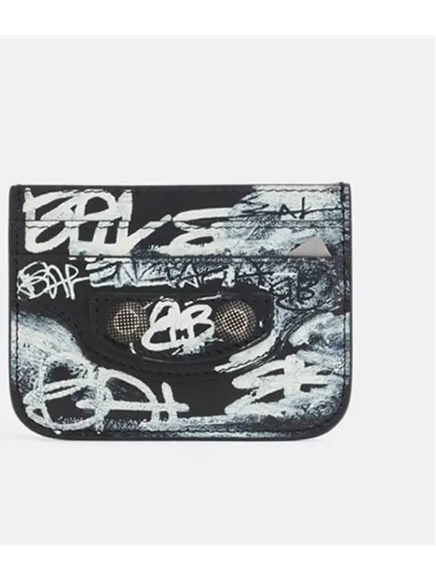 Luxury Balenciaga  Le Cagole Graffiti Card Wallet Black