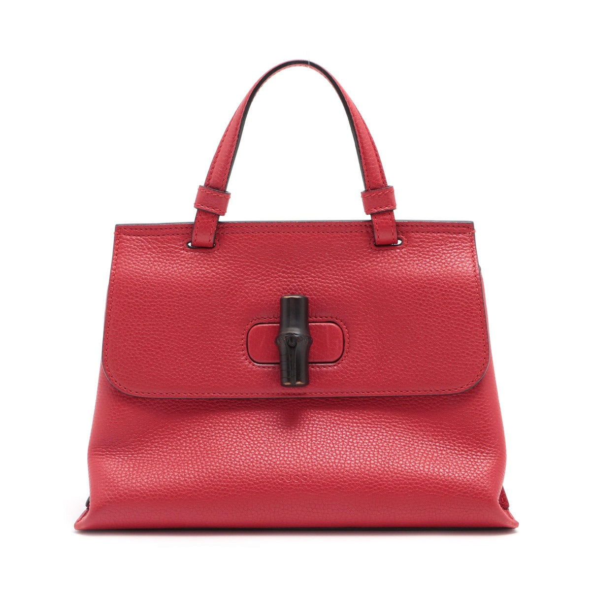 Gucci Bamboo  Leather 2WAY Handbag Red 370831