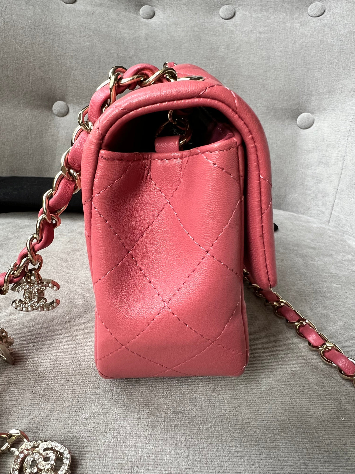 Chanel Mini Rectangular Classic Flap Valentines Day Edition in Pink Lambskin