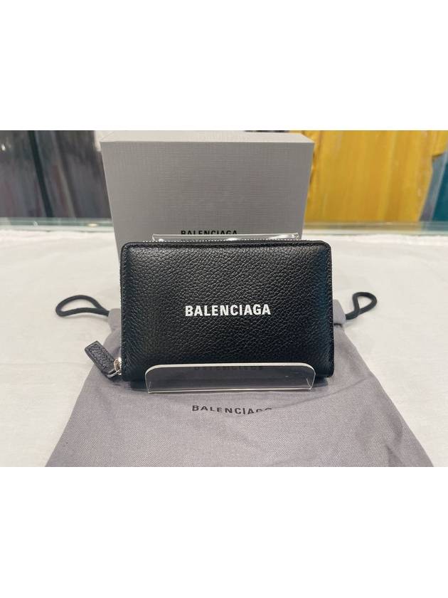 Luxury Balenciaga  Logo Zip Around Half Wallet Black