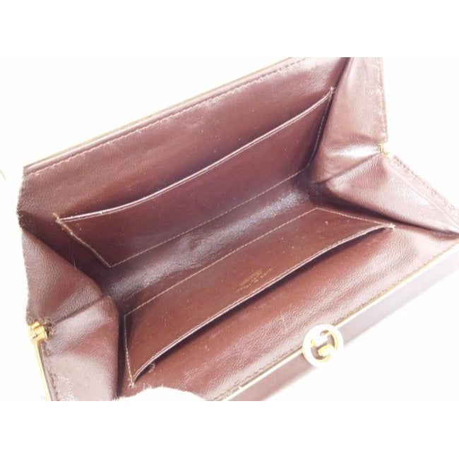 Gucci Chocolate Brown Leather  Interlocking G Clutch