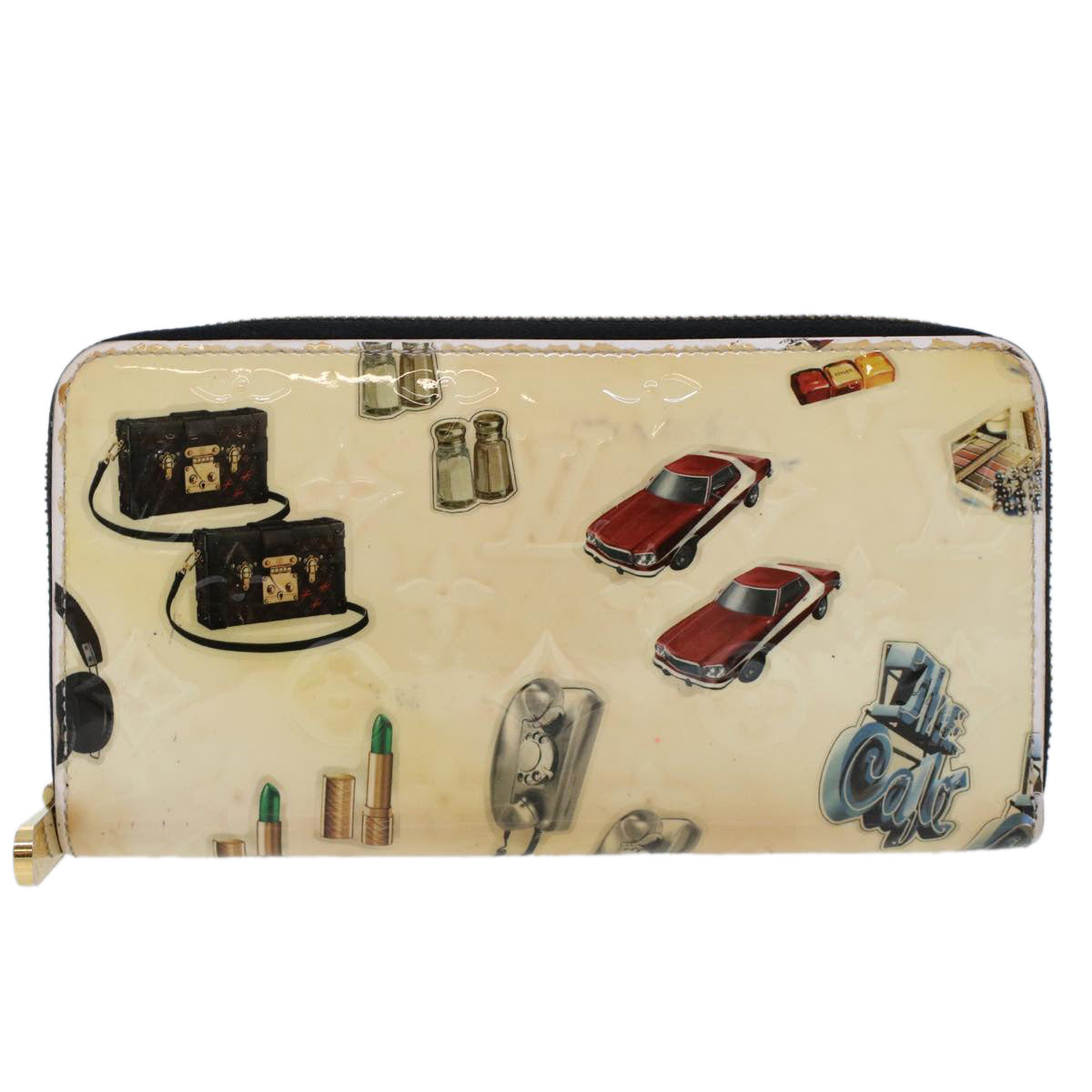 LOUIS VUITTON Vernis Nicolas Ghesquire Zippy Wallet White M50370 LV Auth 45330