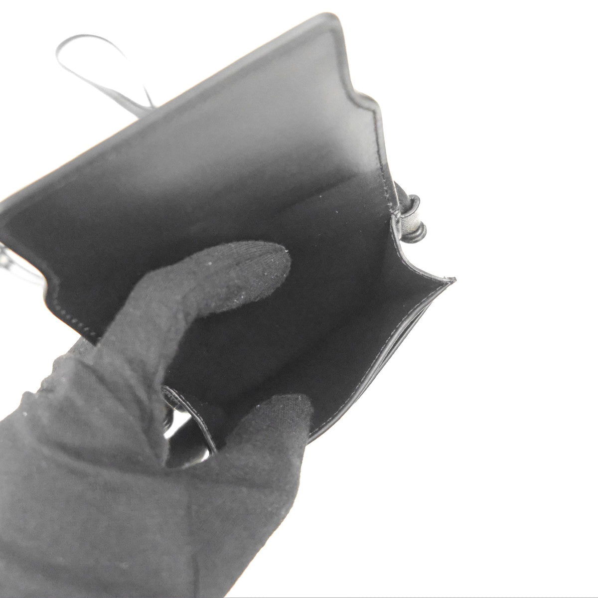 Celine Phone Pouch with Flap Black Triomphe Canvas Lambskin